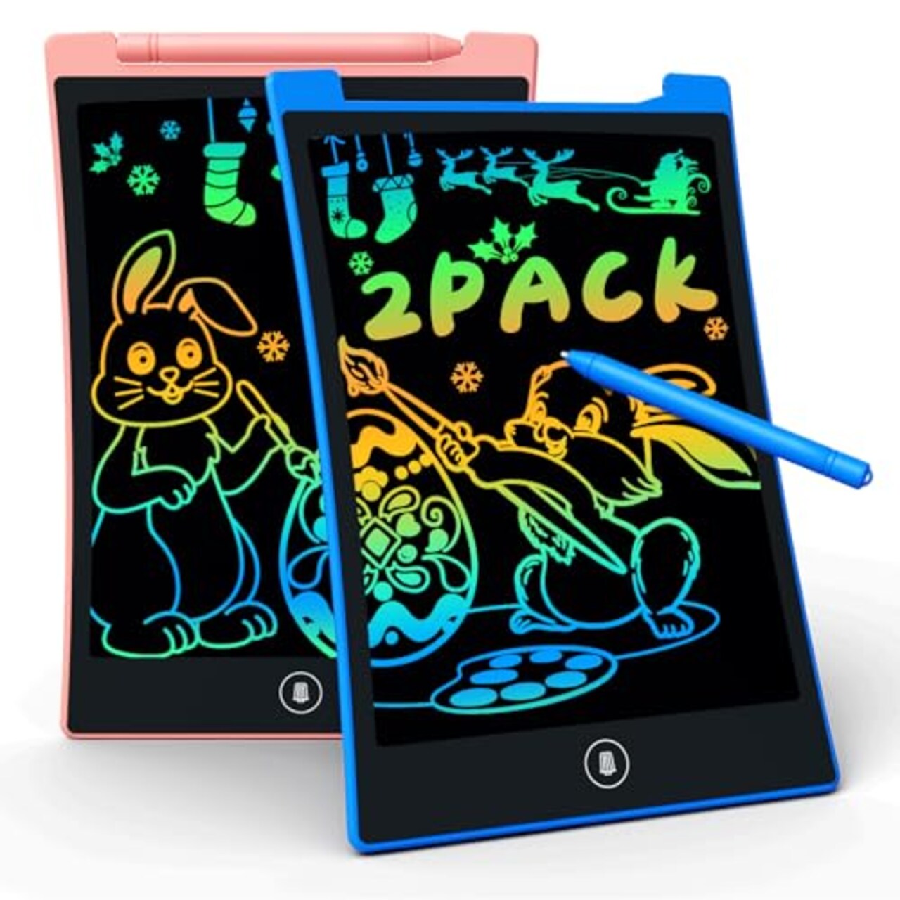 2 Pack LCD Writing Tablet, Colorful Toddler Drawing Pad Doodle Board Erasable, Educational Learning Toys Birthday Gifts for Boys Girls Age 3 4 5 6 7 8 (Blue & Pink)